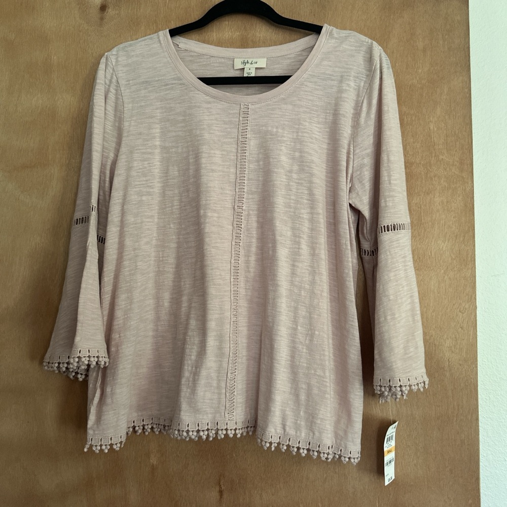 Tan Cream Boxy 3/4 Sleeve Blouse